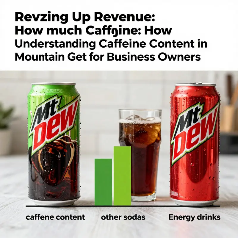 Caffeine comparison in Mountain Dew varieties and standard beverages.