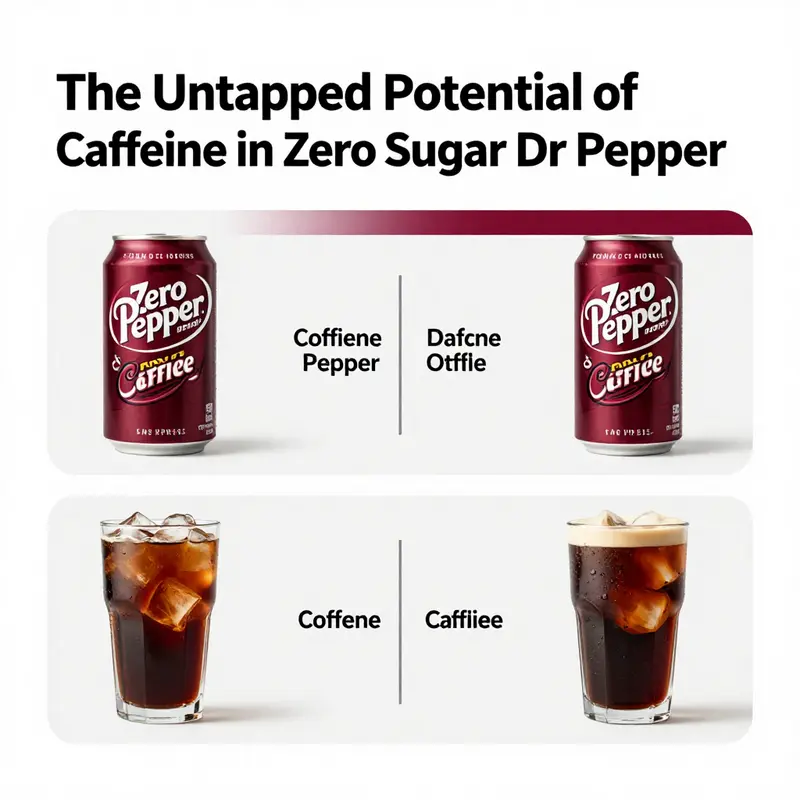 Caffeine content comparison highlighting Zero Sugar Dr Pepper.