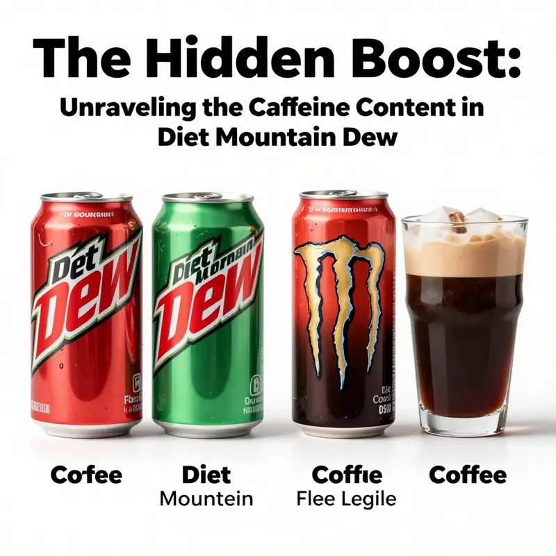 A detailed look at a Diet Mountain Dew can showcasing its caffeine content.