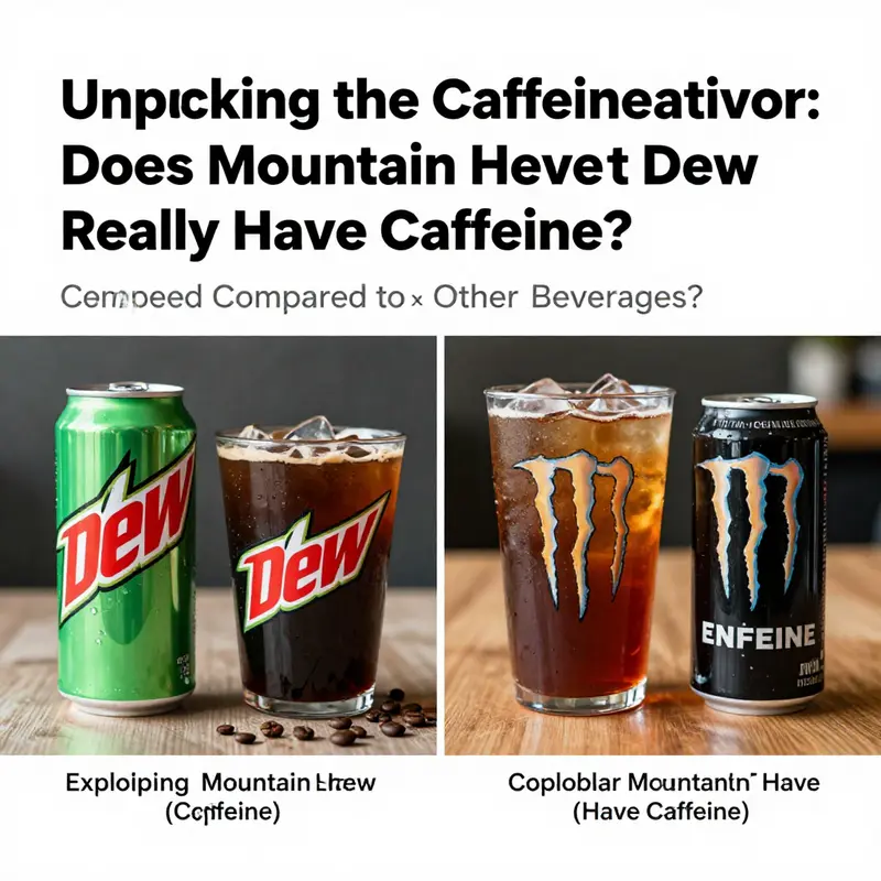 A can of Mountain Dew with visible nutrition facts, emphasizing its caffeine content.