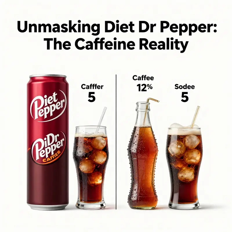 Caffeine content comparison of Diet Dr Pepper with other typical sodas.