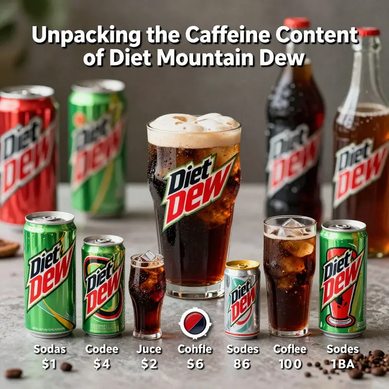 Detailed analysis of the caffeine content in Diet Mountain Dew, highlighting its levels compared to other sodas.