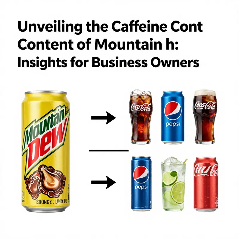 Caffeine content displayed on different Mountain Dew variants, highlighting their levels directly on the cans.