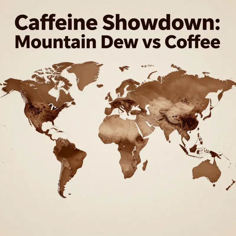 A bar graph illustrating caffeine content differences between Mountain Dew and coffee.