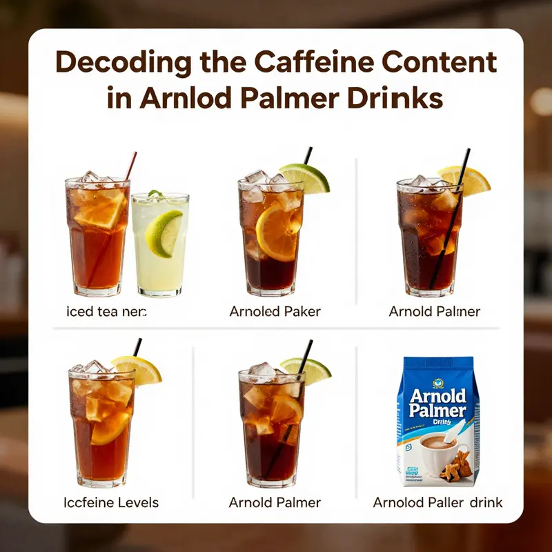Comparative caffeine content in different Arnold Palmer drink variants.