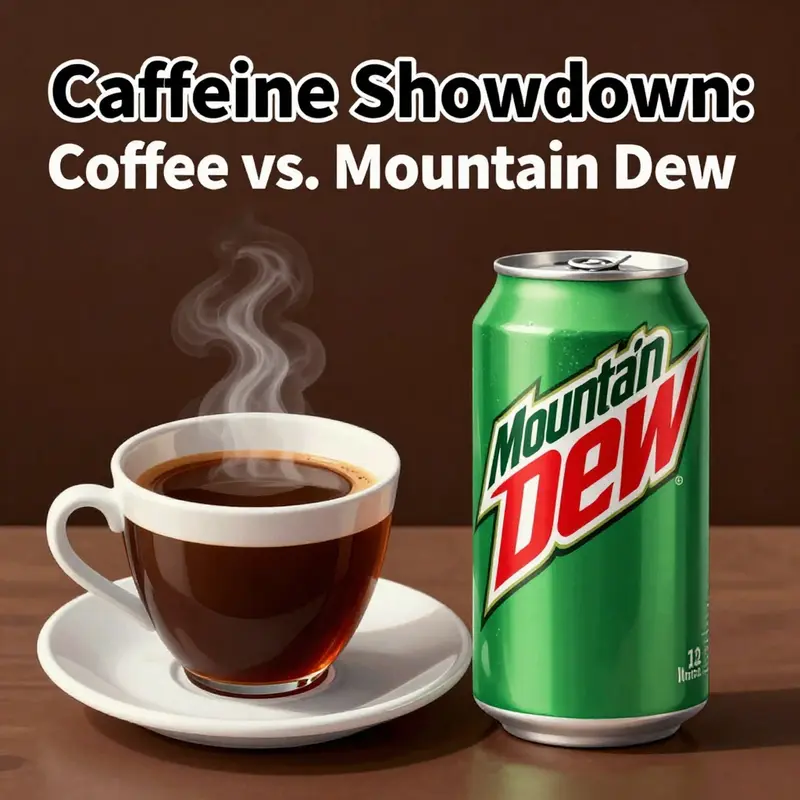 A visual representation of the caffeine content in coffee compared to Mountain Dew.