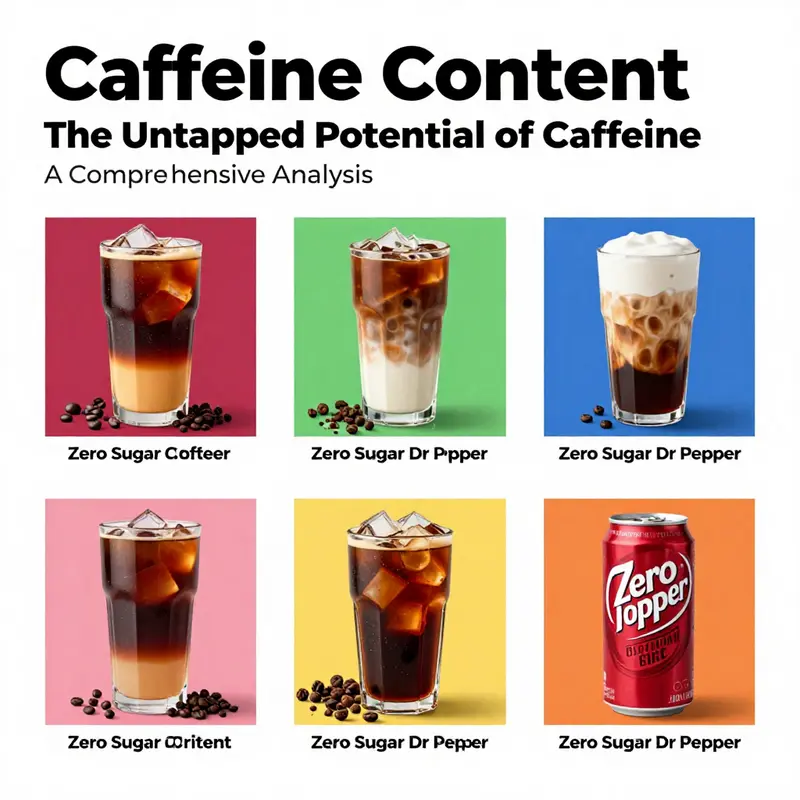 Caffeine content comparison highlighting Zero Sugar Dr Pepper.