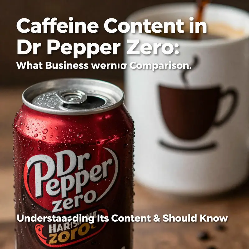 Dr Pepper Zero can showcasing its caffeine content alongside a coffee cup for comparison.