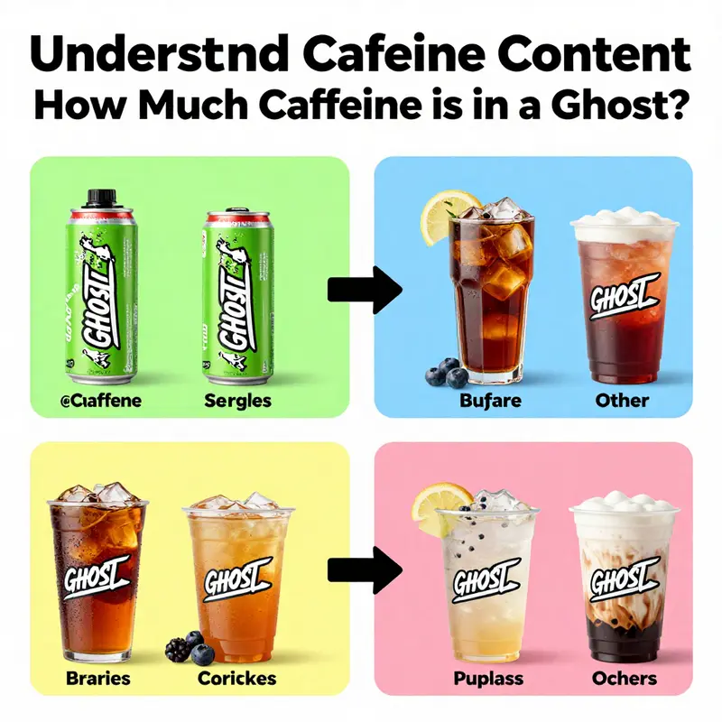 An infographic detailing the caffeine content in GHOST Energy drinks and comparisons with other beverages.