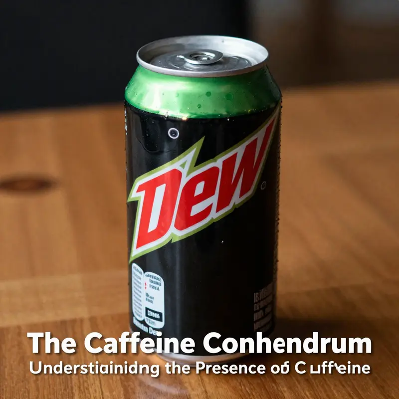 Examining the caffeine content listed on a Mountain Dew can.