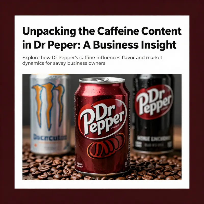 A can of Dr Pepper positioned with coffee beans and various energy drinks, symbolizing caffeine culture.