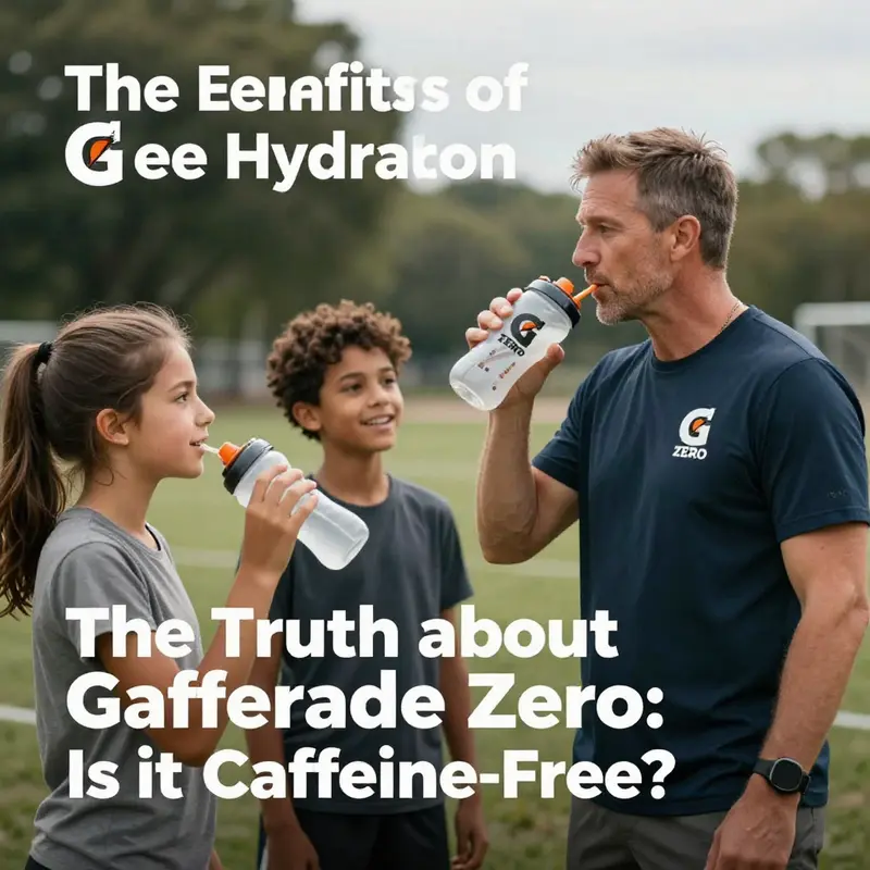Infographic showing Gatorade Zero’s ingredients, highlighting its caffeine-free quality.