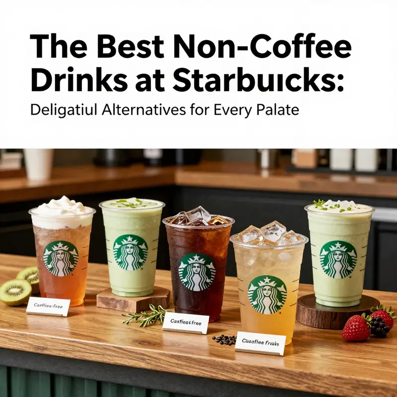 A colorful selection of Starbucks non-coffee beverages capturing their vibrant and flavorful nature.