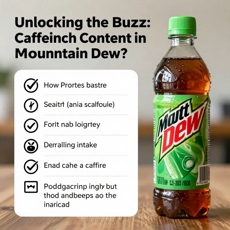 An array of Mountain Dew variants showcasing their caffeine content.