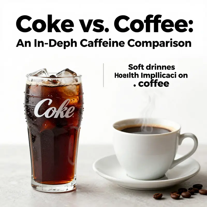 A visual comparison highlighting the caffeine content in Coca-Cola and coffee.