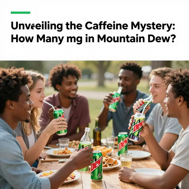 Highlighting the caffeine content in Mountain Dew with a clear view of the can.