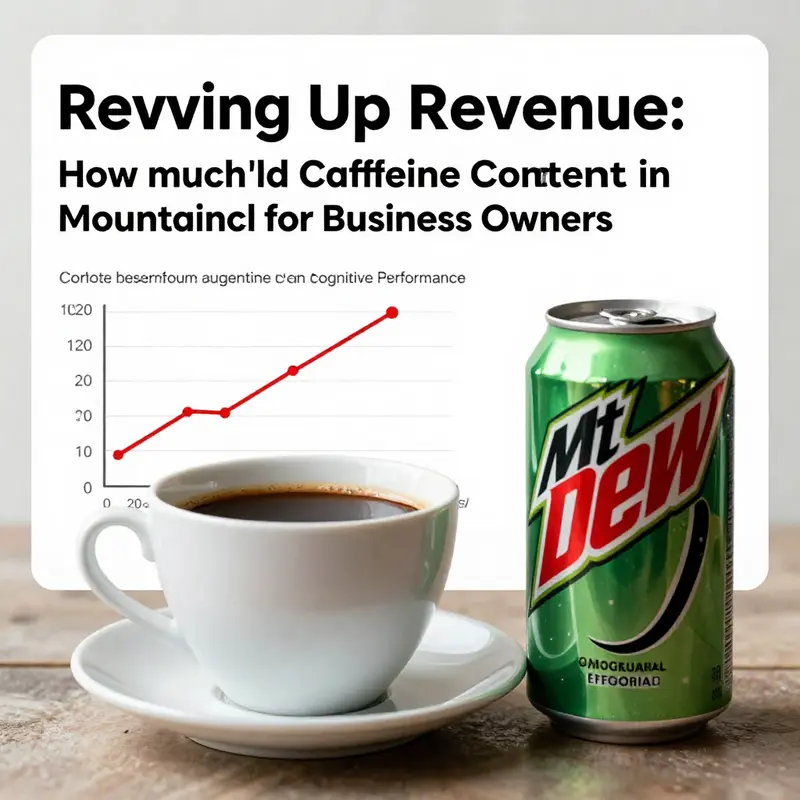 Caffeine comparison in Mountain Dew varieties and standard beverages.
