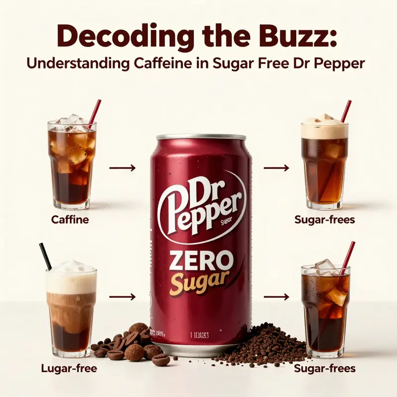 A detailed view of Dr Pepper Zero Sugar shows its caffeine content, emphasizing the contrast with sugar-free options.