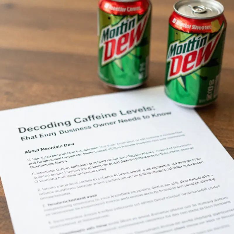 The nutritional label of a Mountain Dew can illustrating its caffeine content.