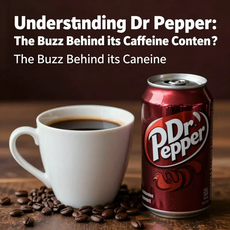 Dr Pepper can with condensation showcasing its caffeinated content.