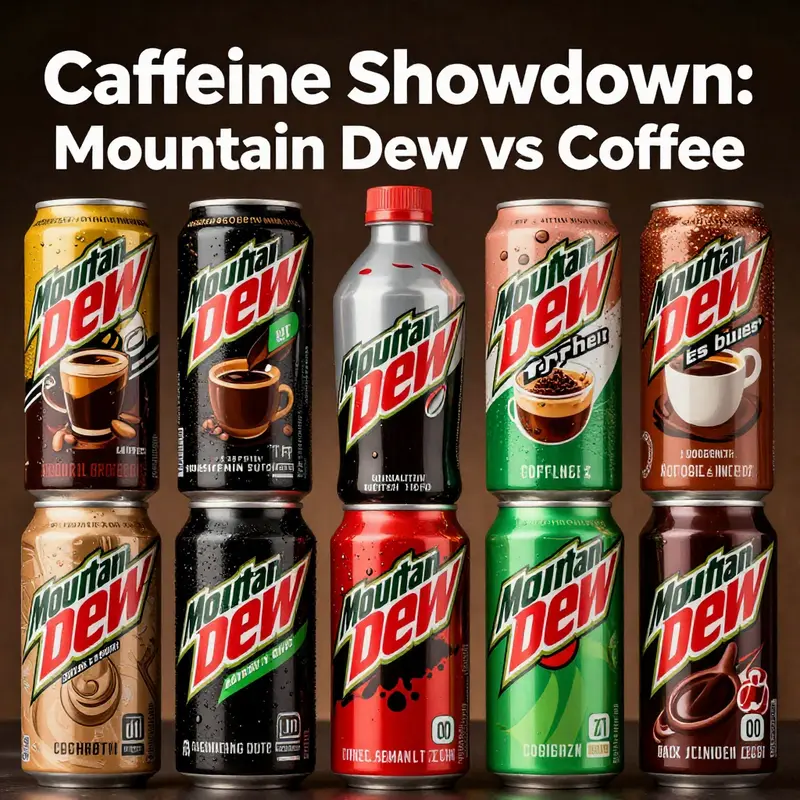 A bar graph illustrating caffeine content differences between Mountain Dew and coffee.