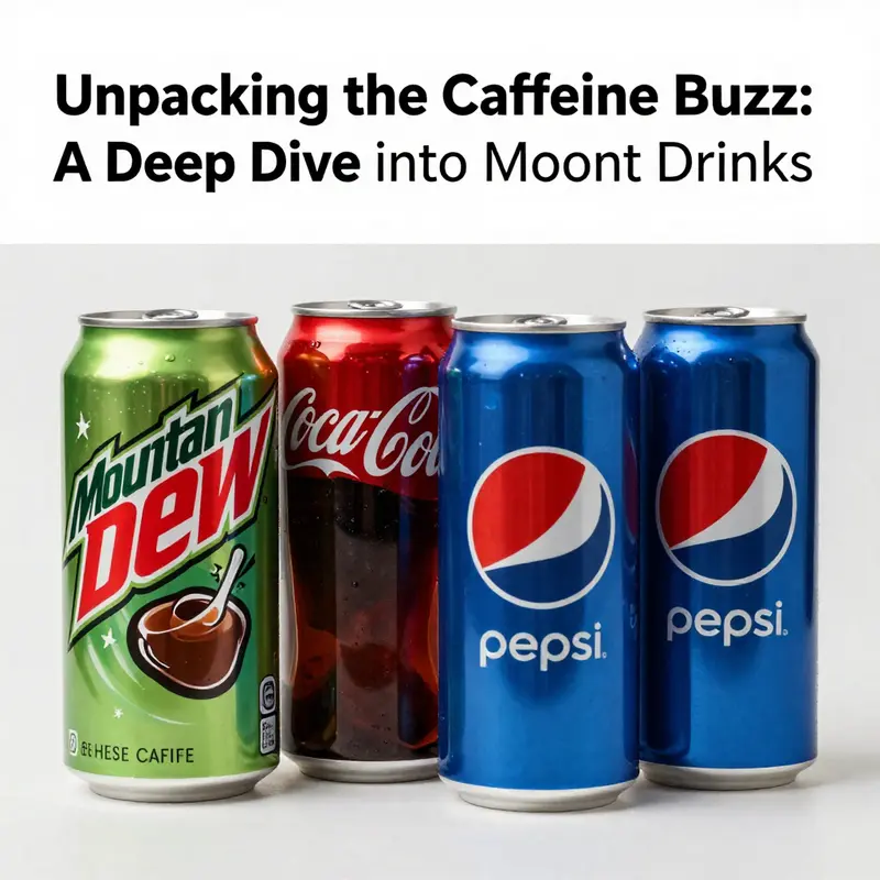 Variations of Mountain Dew showcasing their caffeine content.
