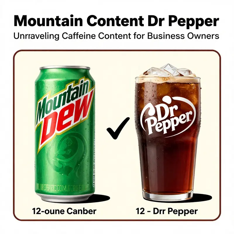 Caffeine content comparison between Mountain Dew and Dr Pepper displayed visually.