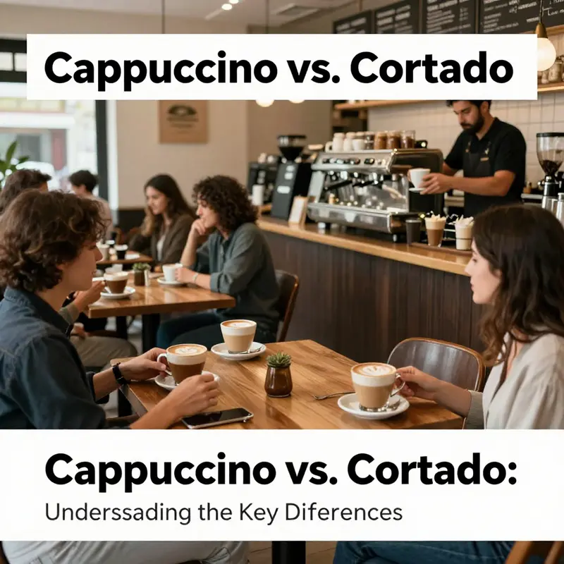 A visual representation of the contrasting compositions of a cappuccino and a cortado.