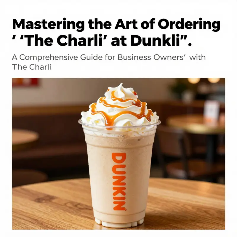 'The Charli' drink with caramel swirl and whipped cream at Dunkin', indicating quality and appeal.