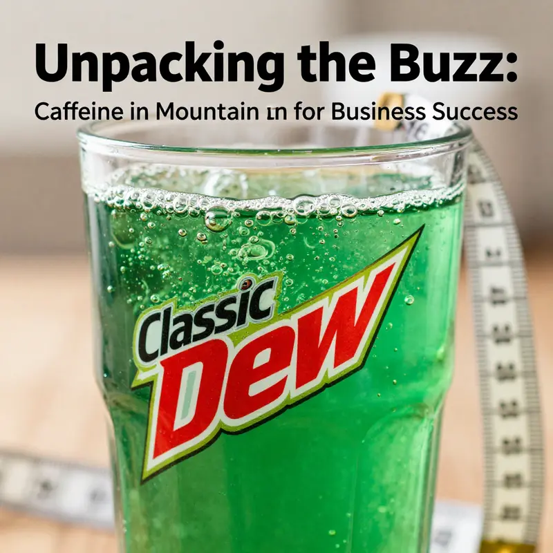 Classic Mountain Dew, known for its 55 mg caffeine per serving, in a refreshing presentation.