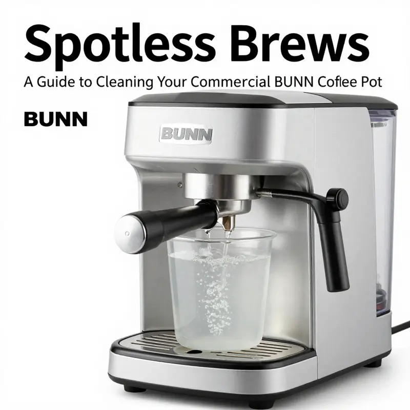 Cleaning the internal components of a BUNN coffee pot with a vinegar solution.