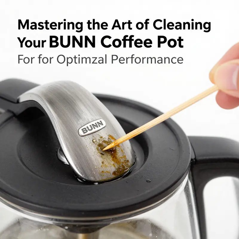A barista diligently cleaning a BUNN coffee pot to maintain quality brewing.