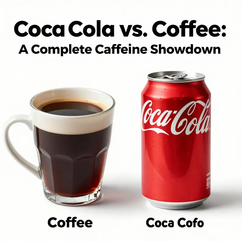 A visual representation highlighting the stark difference in caffeine content between Coca-Cola and coffee.