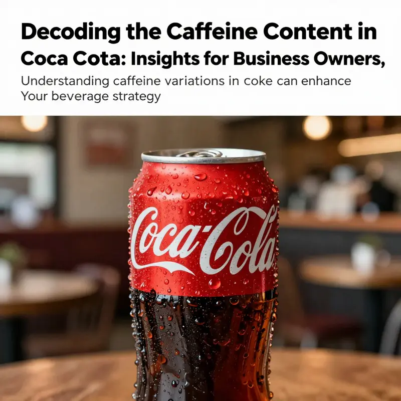 Chilled Coca-Cola can with condensation in a lively cafe setting.