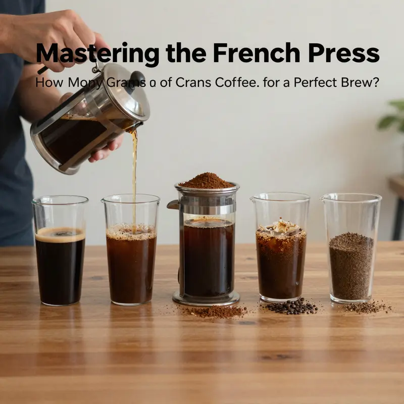 Infographic illustrating optimal coffee-to-water ratios for French press brewing.