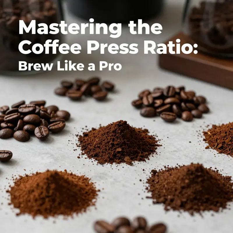 An infographic illustrating the optimal proportions of coffee to water for the French press.