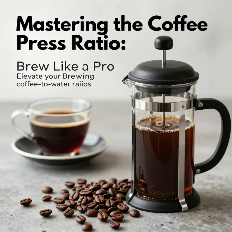 A French press alongside coffee beans and a cup of brewed coffee, representing the art of coffee brewing.