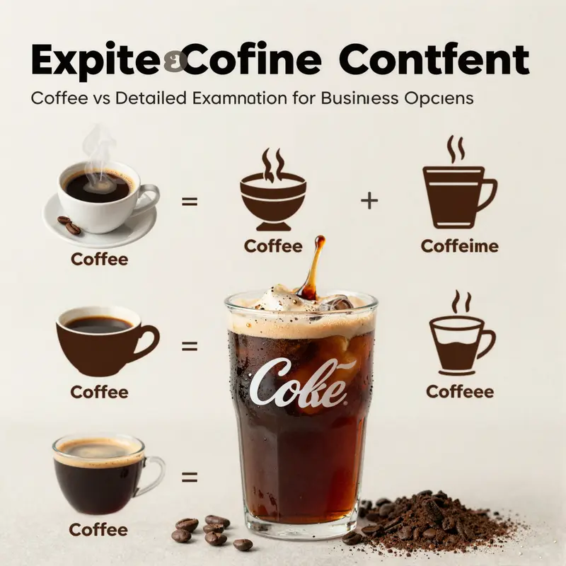 A visual summary comparing caffeine levels in coffee and coke.