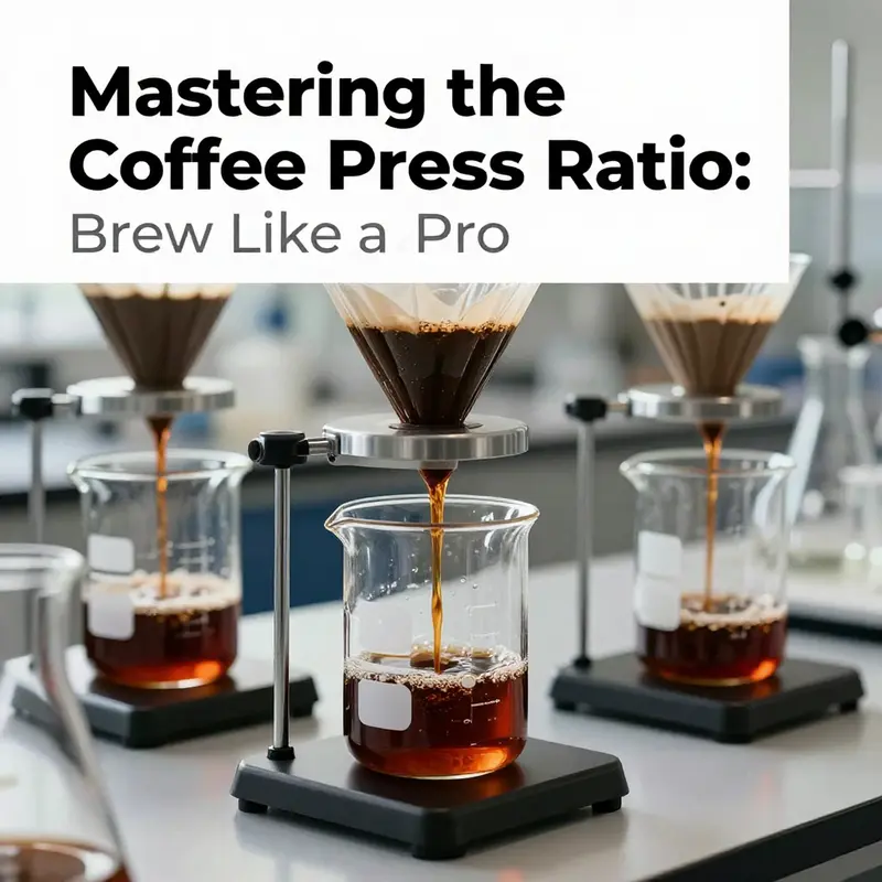 An infographic illustrating the optimal proportions of coffee to water for the French press.