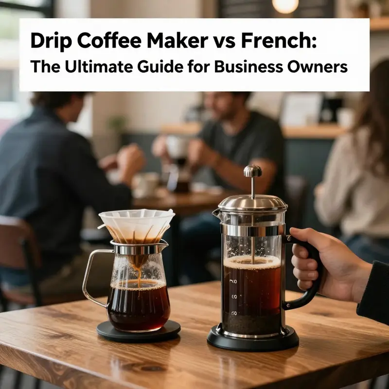 A warm coffee shop ambiance filled with patrons enjoying coffee from drip coffee makers and French presses.