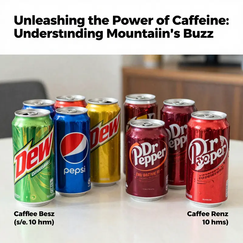 An up-close view of a can of Mountain Dew showcasing its distinct caffeine content.