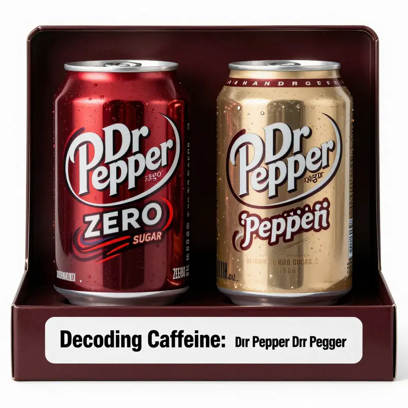 Visual representation of caffeine content in Dr Pepper Zero Sugar.