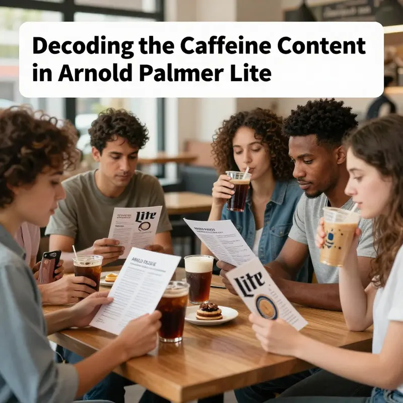 Visually illustrating the caffeine levels in different Arnold Palmer Lite beverage variants.