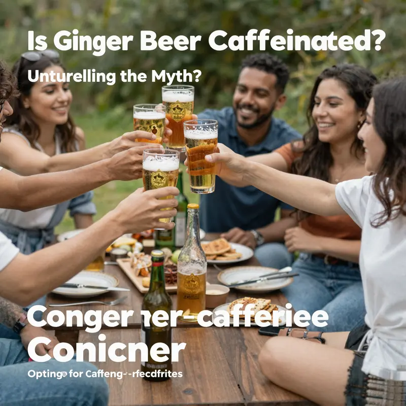 A refreshing ginger beer drink, illustrating its natural ingredients and caffeine-free status.