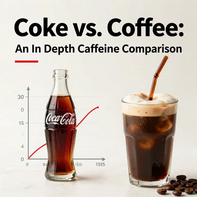 A visual comparison highlighting the caffeine content in Coca-Cola and coffee.