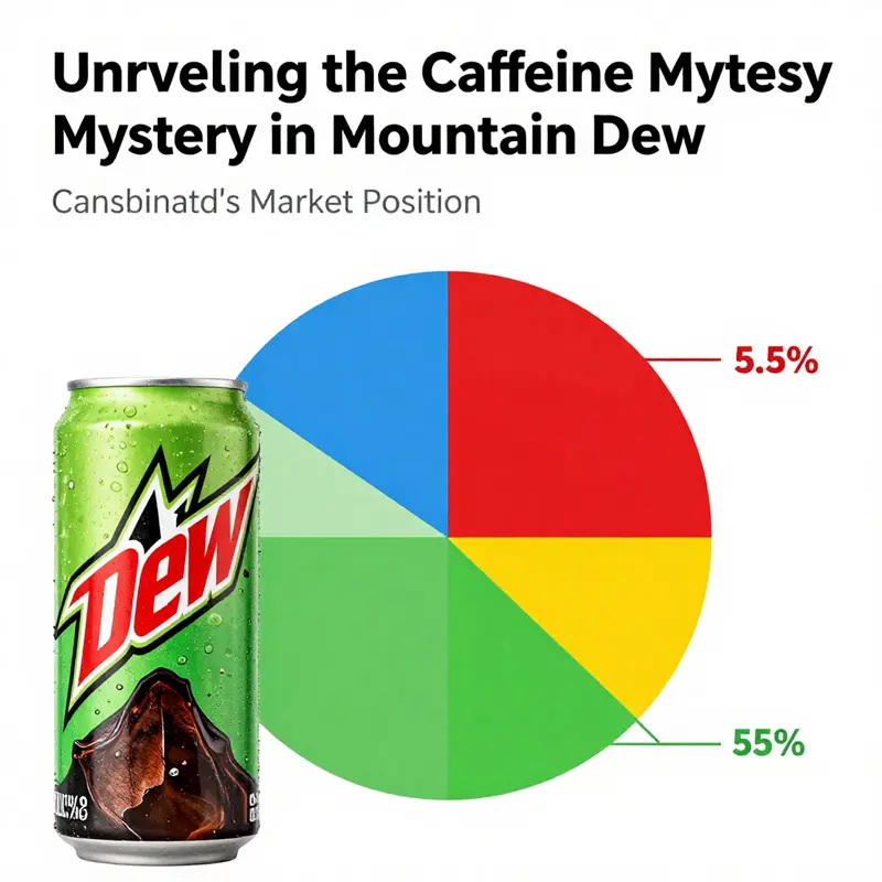 Infographic detailing the caffeine content across Mountain Dew flavors.