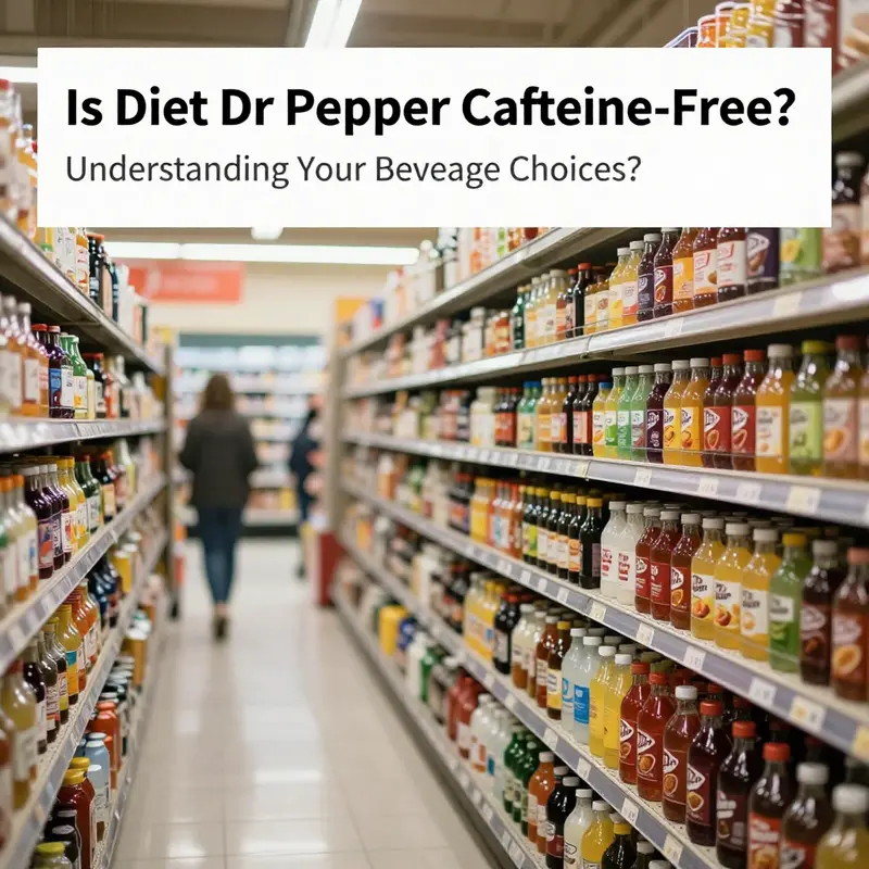 A chilled can of Diet Dr Pepper signaling its caffeine-free nature.