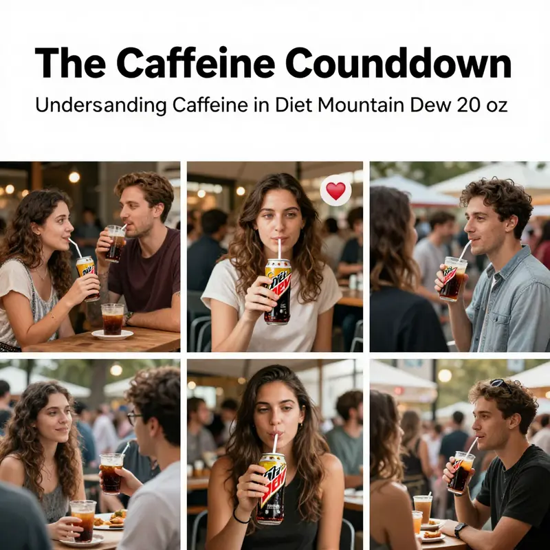 Visual representation of the caffeine content in Diet Mountain Dew and its measurement.