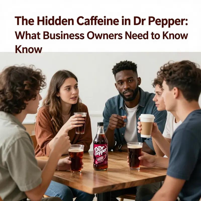 Infographic detailing caffeine levels in Dr Pepper versus other beverages.