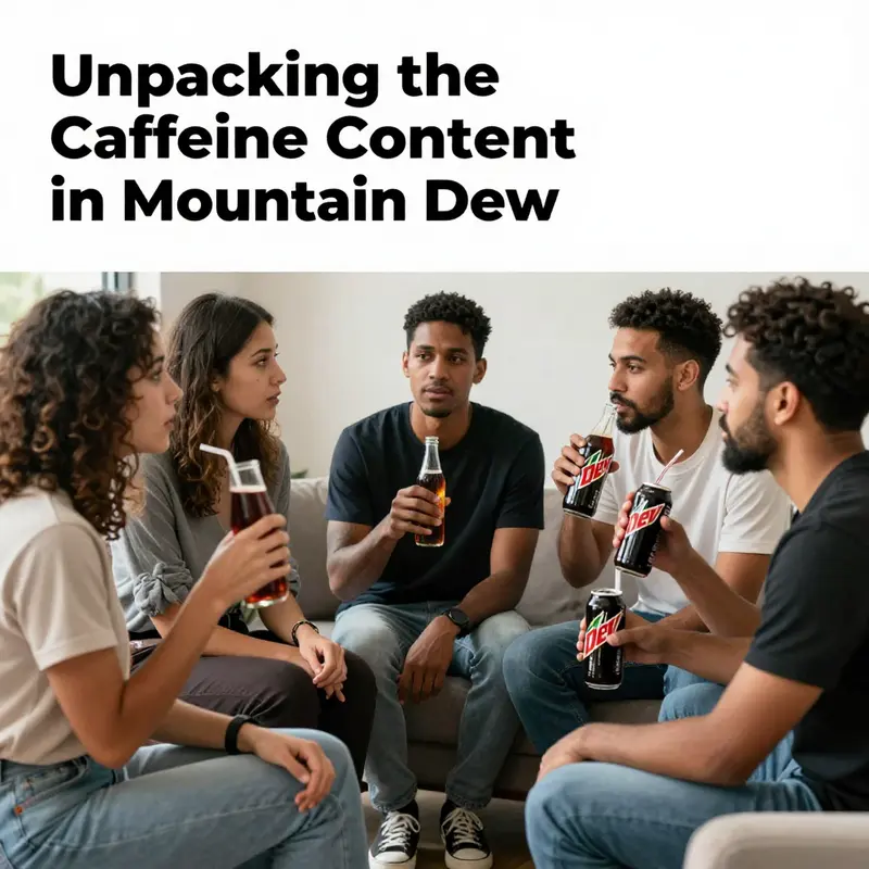 A measuring cup displaying the caffeine content of Mountain Dew.